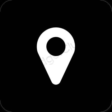 Estetyka czarny Google Map ikony aplikacji