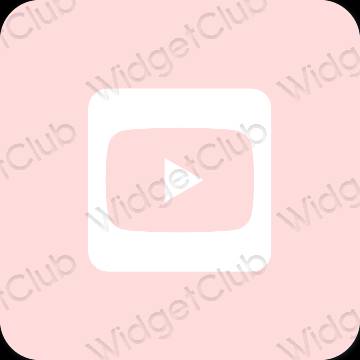 Estetis merah muda pastel Youtube ikon aplikasi