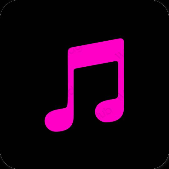 Æstetisk sort LINE MUSIC app ikoner