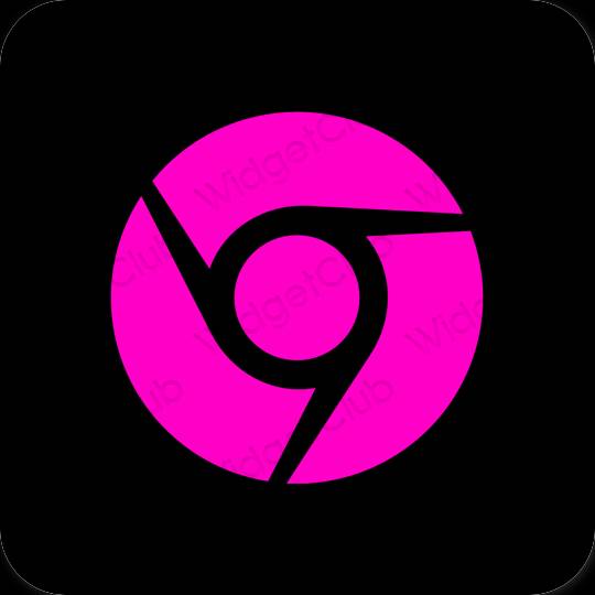 Aesthetic neon pink Chrome app icons