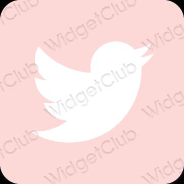 Estético rosa pastel Twitter ícones de aplicativos