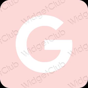 Esteetiline pastelne roosa Google rakenduste ikoonid