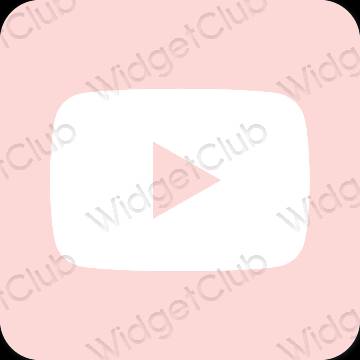 Estetic roz pastel Youtube pictogramele aplicației