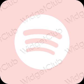 Estetsko pastelno roza Spotify ikone aplikacij