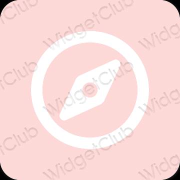 Estetski pastelno ružičasta Safari ikone aplikacija