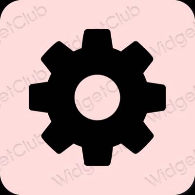 Estetis merah muda pastel Settings ikon aplikasi