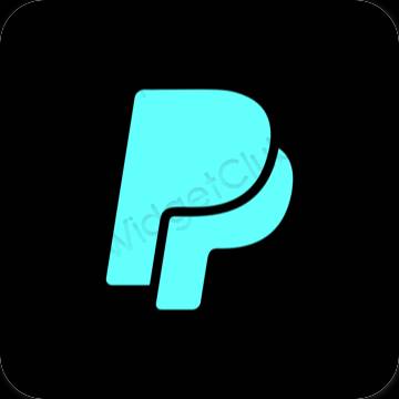 Estético Preto Paypal ícones de aplicativos