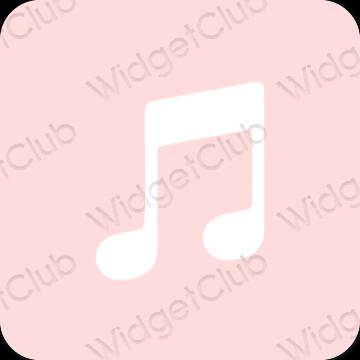 Αισθητικός παστέλ ροζ Apple Music εικονίδια εφαρμογών
