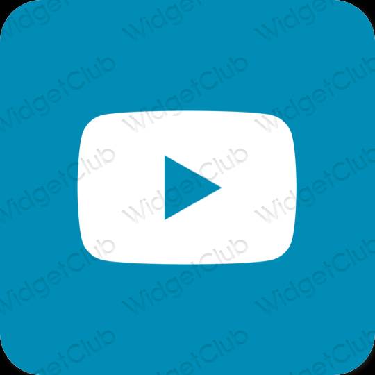 Estético azul neon Youtube ícones de aplicativos