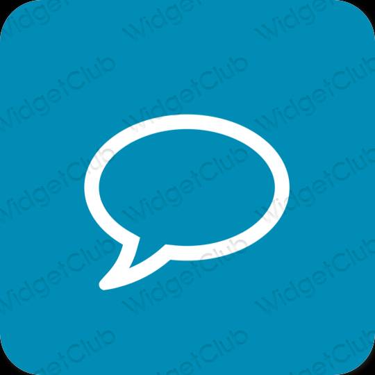 Естетичен неоново синьо Messages икони на приложения