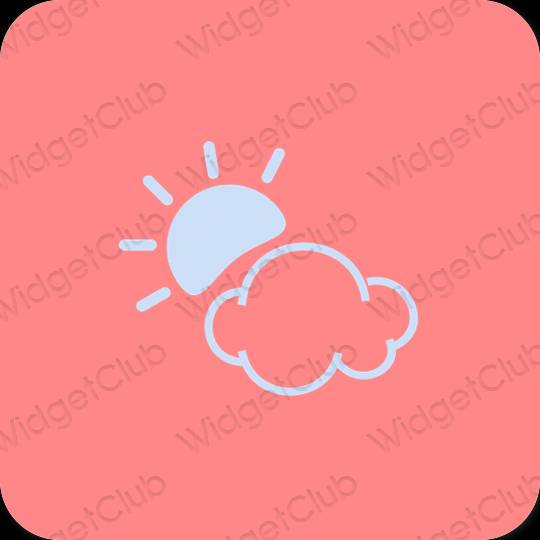 Estetinis rožinis Weather programėlių piktogramos