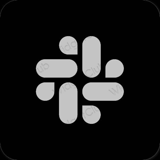 Естетски црн Slack иконе апликација