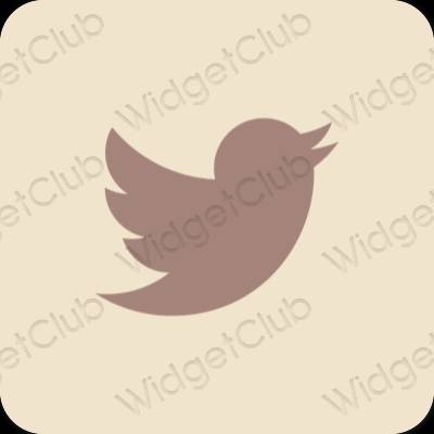 Estetico beige Twitter icone dell'app