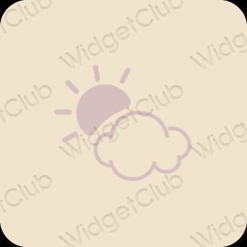 Estético bege Weather ícones de aplicativos