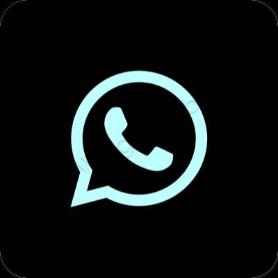 Естетичний чорний WhatsApp значки програм