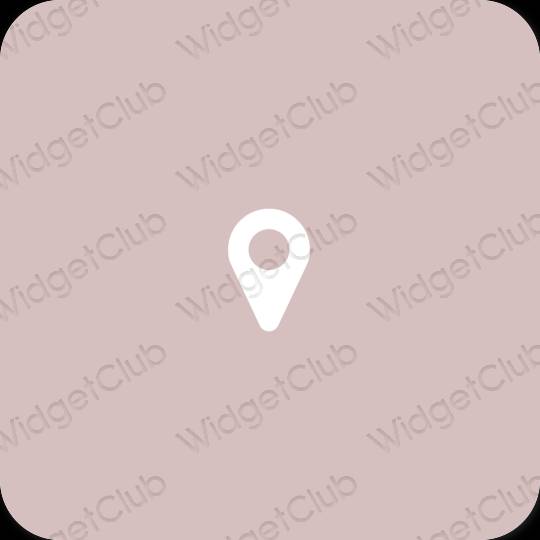 Естетичен пастелно розово Map икони на приложения