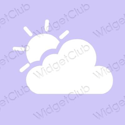 Estetinis violetinė Weather programėlių piktogramos