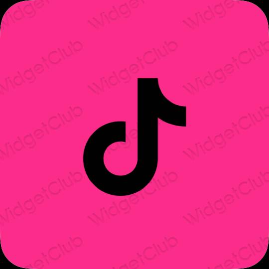 زیبایی شناسی صورتی نئونی TikTok آیکون های برنامه
