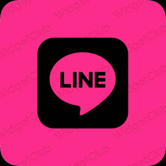 Aesthetic neon pink LINE app icons