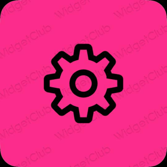 Aesthetic neon pink Settings app icons