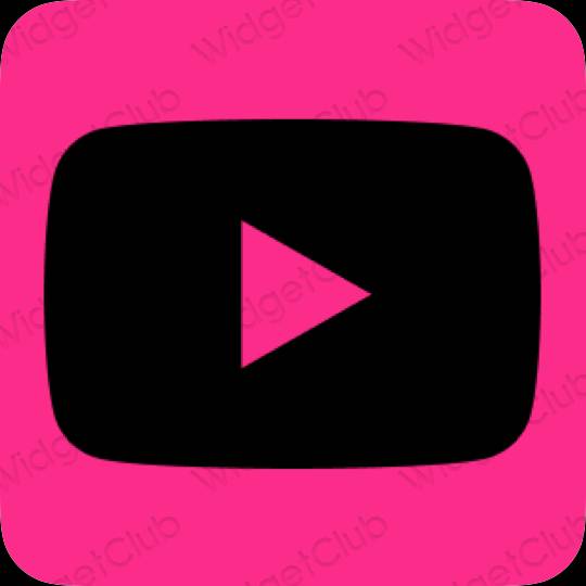 Aesthetic neon pink Youtube app icons