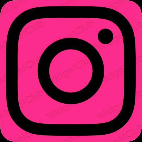 Aesthetic neon pink Instagram app icons