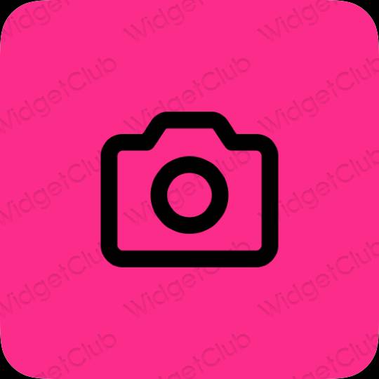 Aesthetic neon pink Camera app icons