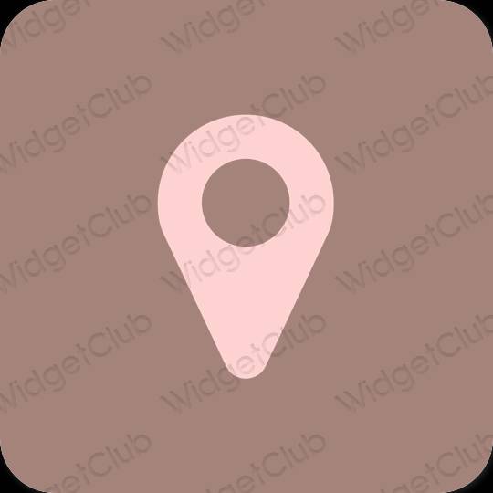 Estético marrón Google Map iconos de aplicaciones