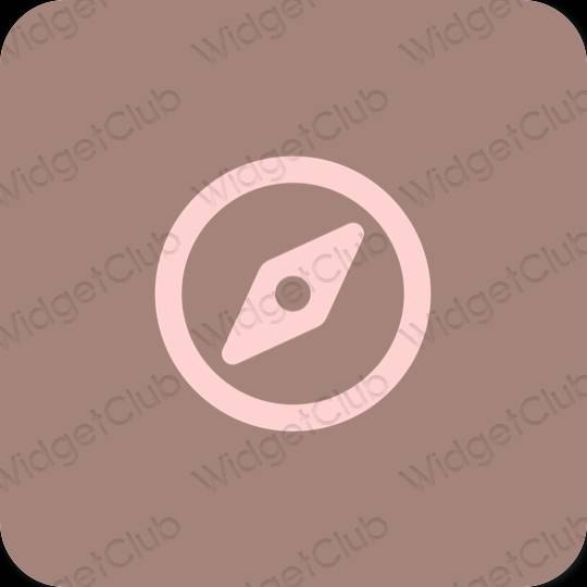 Estetický hnědý Safari ikony aplikací