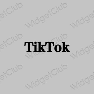 Estetický šedá TikTok ikony aplikací