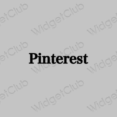 Estetinis pilka Pinterest programėlių piktogramos