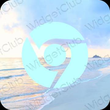 Æstetisk pastel blå Chrome app ikoner