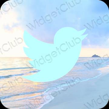 Estetické pastelovo modrá Twitter ikony aplikácií