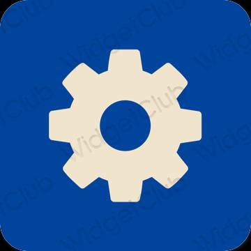 Estetik biru Settings ikon aplikasi
