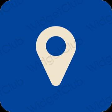 Естетски Плави Google Map иконе апликација