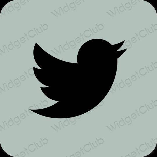 Estetik hijau Twitter ikon aplikasi