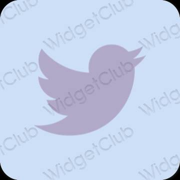Estetski pastelno plava Twitter ikone aplikacija
