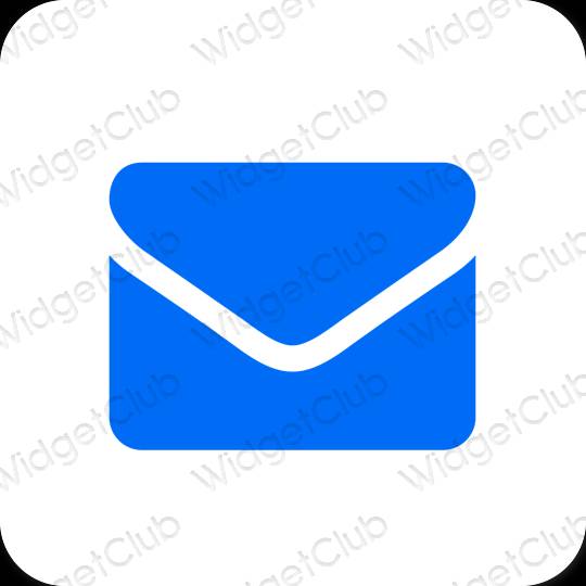 Estetis biru neon Mail ikon aplikasi