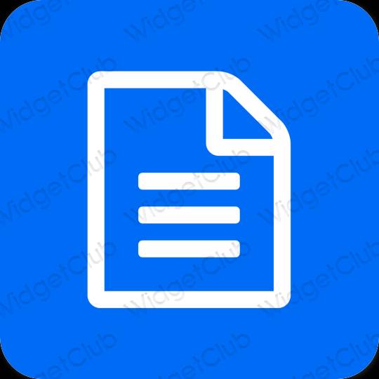Esthétique bleu fluo Notes icônes d'application