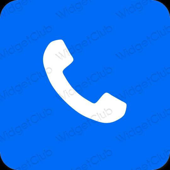 Estetyka neonowy niebieski Phone ikony aplikacji