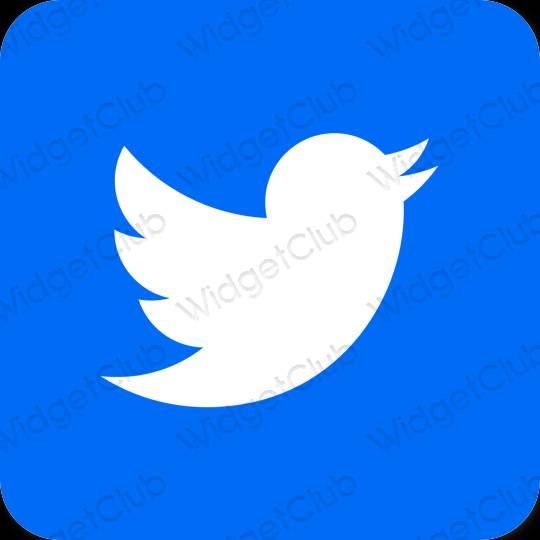 Aesthetic neon blue Twitter app icons
