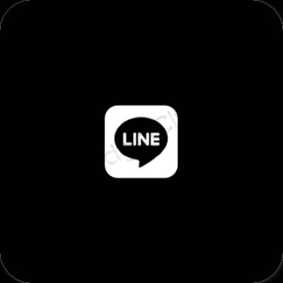 Αισθητικός μαύρος LINE εικονίδια εφαρμογών