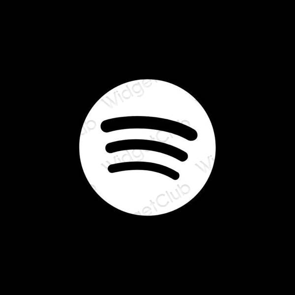 زیبایی شناسی سیاه Spotify آیکون های برنامه