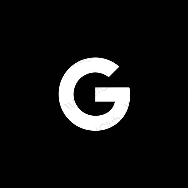 Ესთეტიური შავი Google აპლიკაციის ხატები