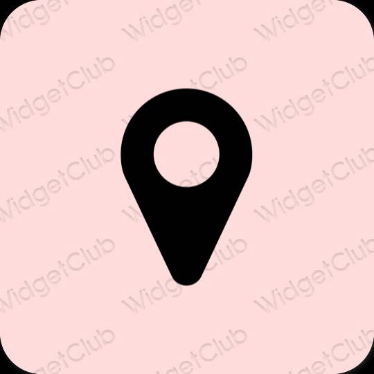 Æstetisk lyserød Map app ikoner