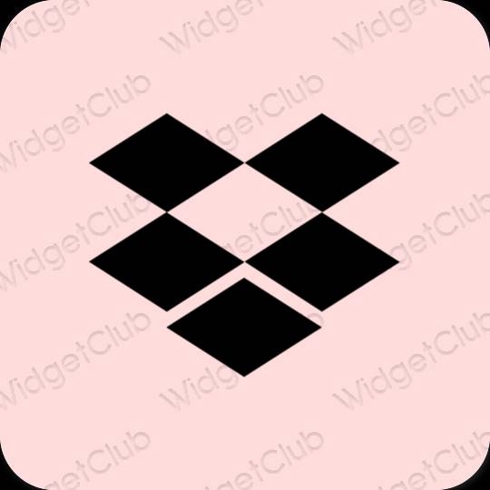 Estetyka pastelowy róż Dropbox ikony aplikacji
