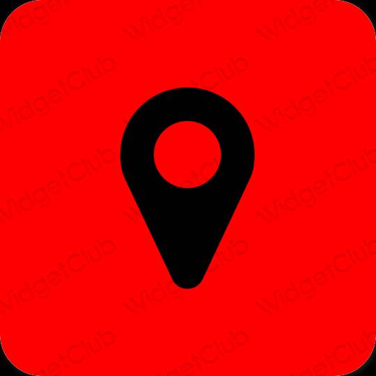 Ästhetisch rot Google Map App-Symbole