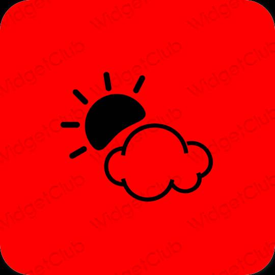 Estetický Červené Weather ikony aplikací