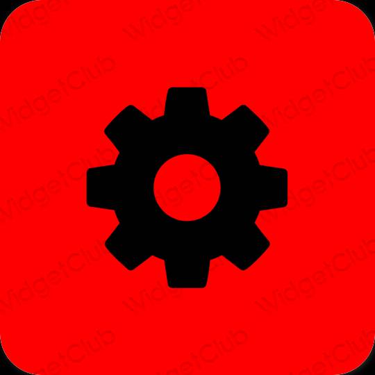 Estetik kırmızı Settings uygulama simgeleri