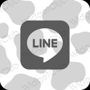 Estético cinzento LINE ícones de aplicativos